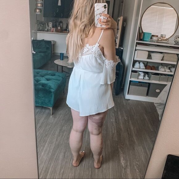 Forever 21 A Peach White Lace Jumpsuit - Picture 6 of 8